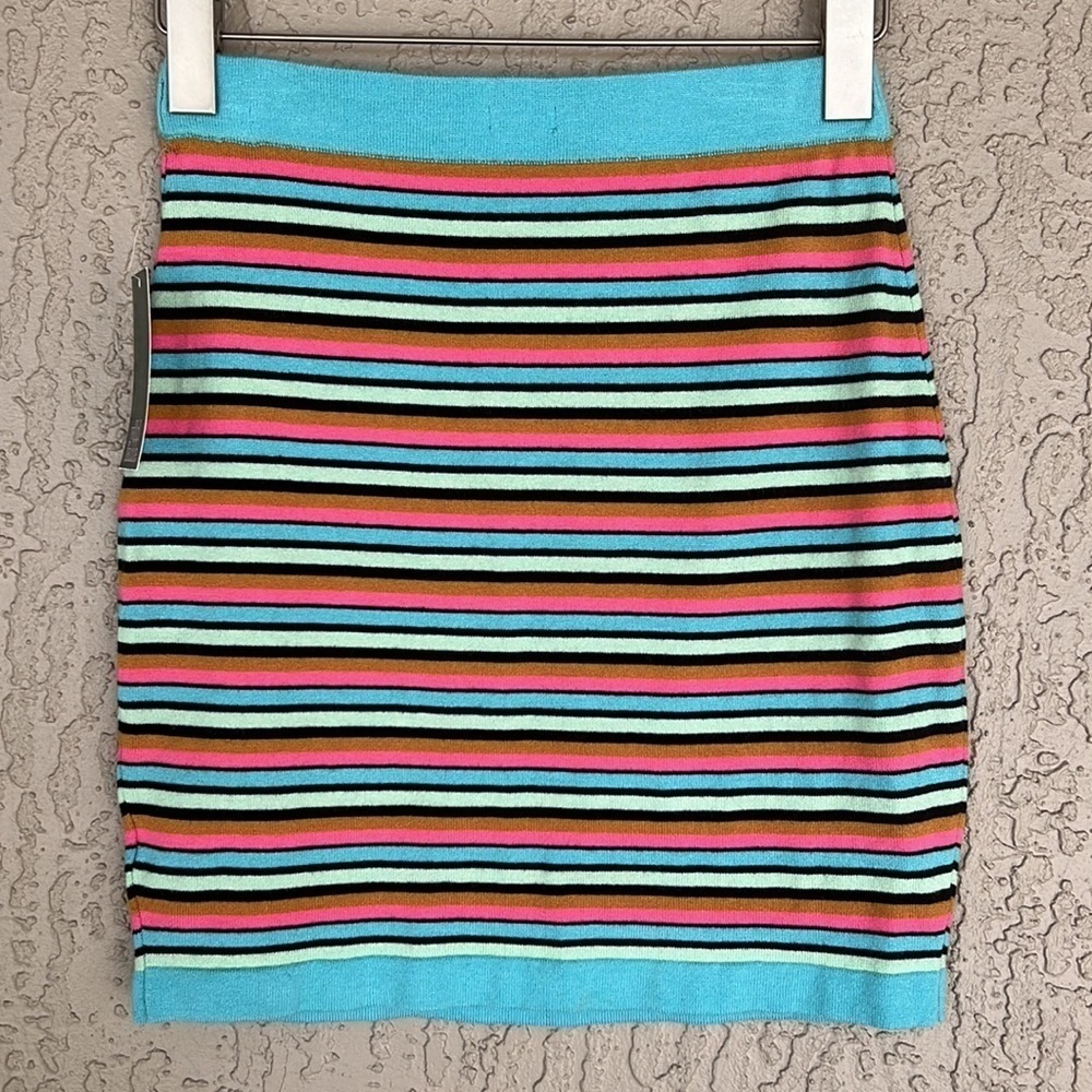 Wild Fable Multi Color Stripe Jacquard Knit Sweater Bodycon Mini Skirt NWT - Picture 5 of 10